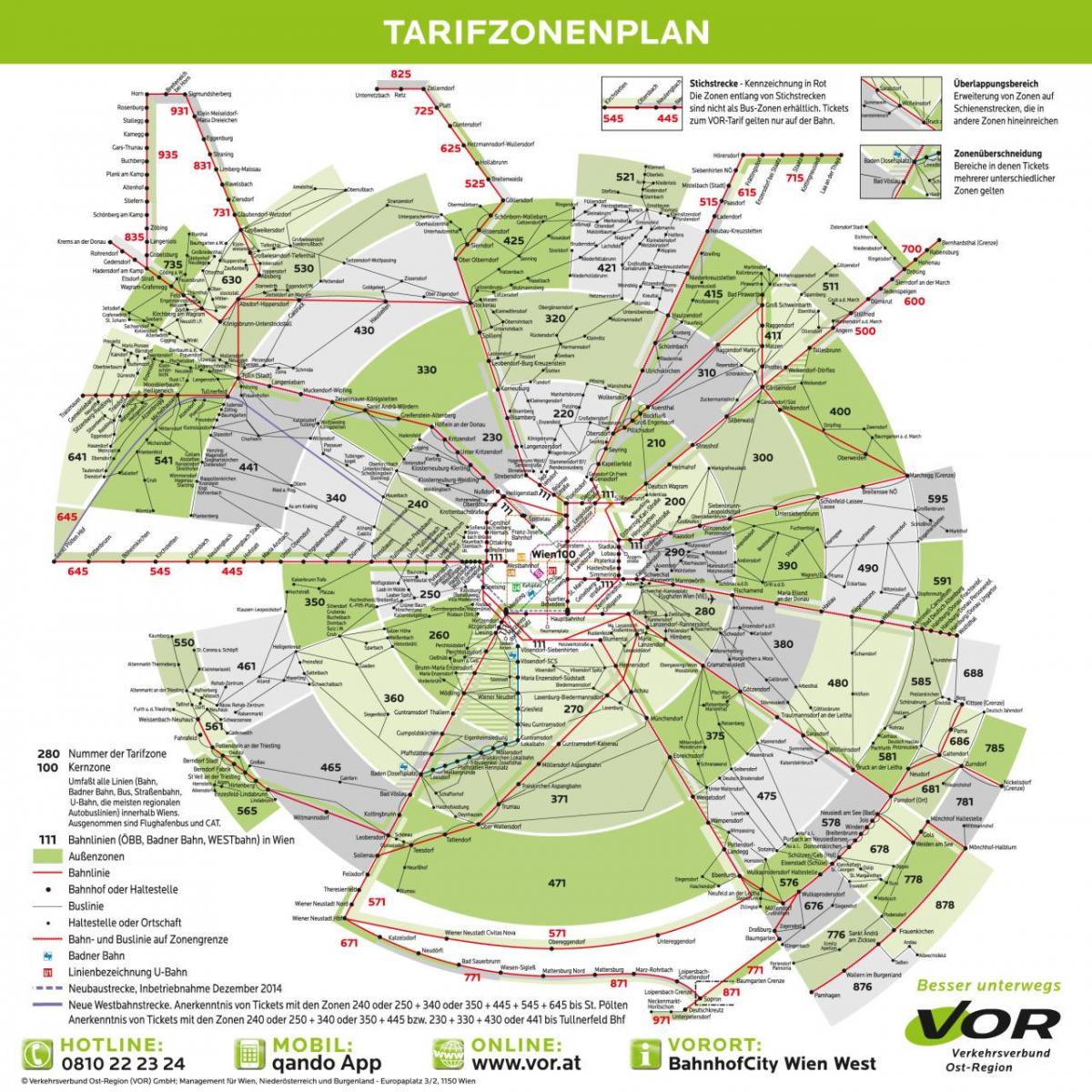 خريطة فيينا النقل مناطق