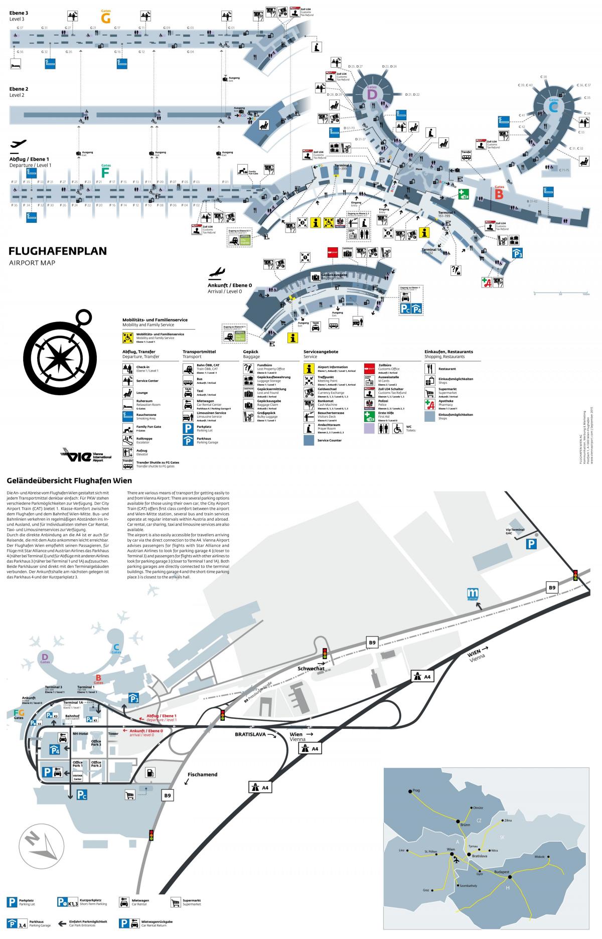 مطار فيينا المغادرين خريطة