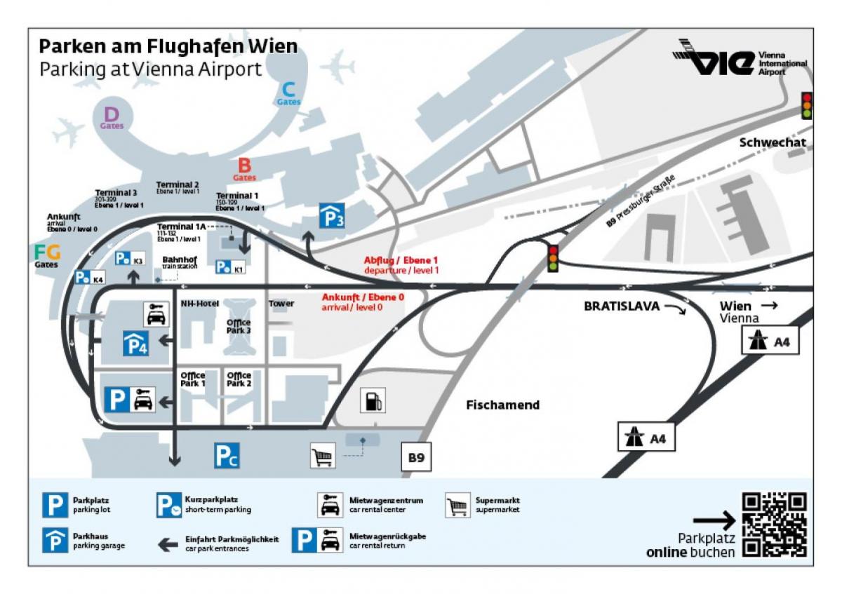 خريطة مطار فيينا وقوف السيارات